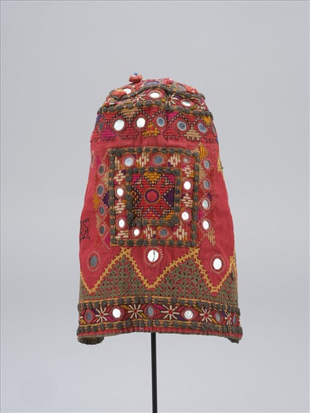 印度 紅地鏡繡帽