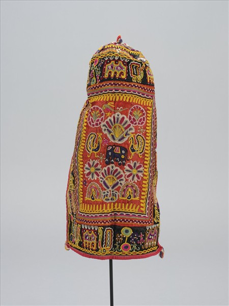 印度 紅地鏡繡帽