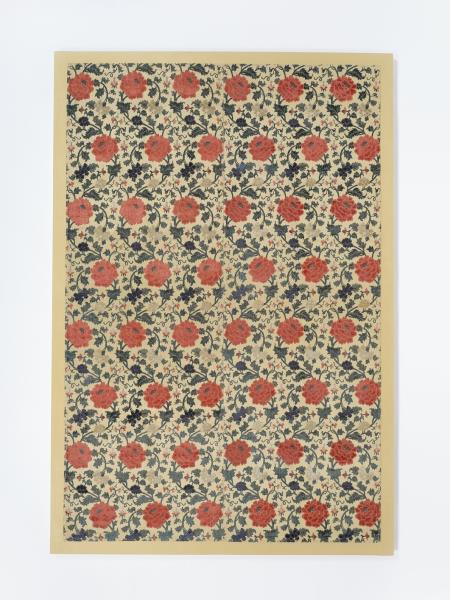 中國 米白地纏枝牡丹紋妝花絨