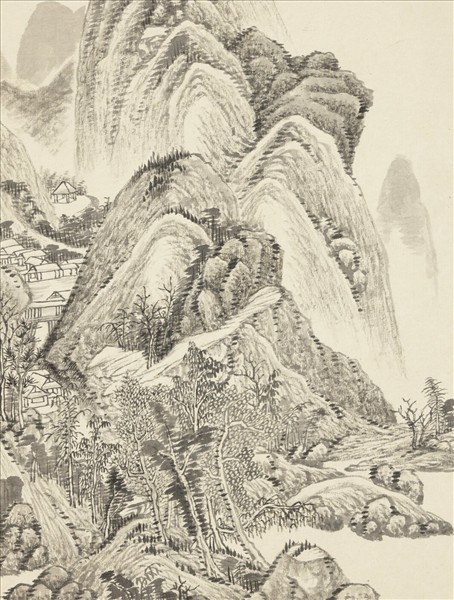 清吳歷橅宋元人山水　冊　巒峰連延