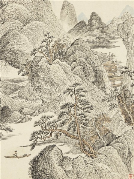 清吳歷橅宋元人山水　冊　群峰迴環