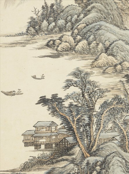 清吳歷橅宋元人山水　冊　瀕水樓閣