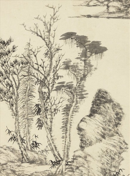 清吳歷橅宋元人山水　冊　巨磯臨江