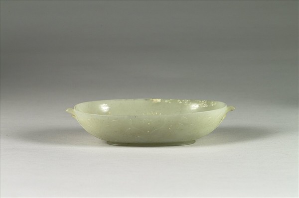 玉雙柄橢圓碗