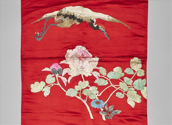 繡花鶴紋椅披