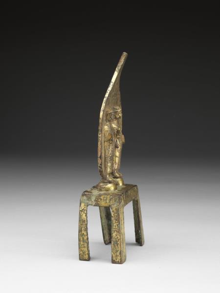 青銅鎏金二菩薩並立像