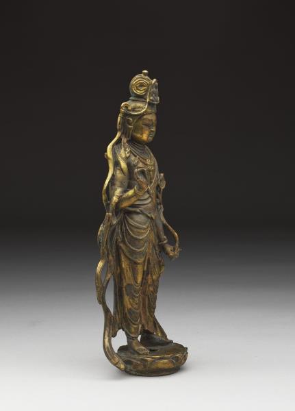 青銅鎏金觀音菩薩立像