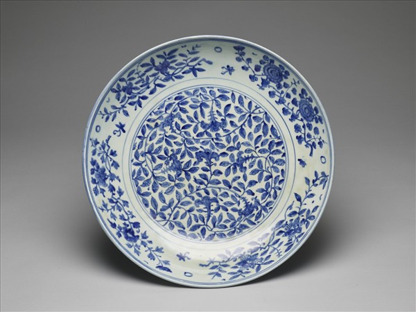 青花花卉大盤