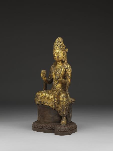 青銅鎏金觀音菩薩半跏像