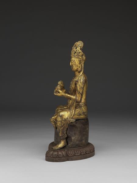 青銅鎏金觀音菩薩半跏像