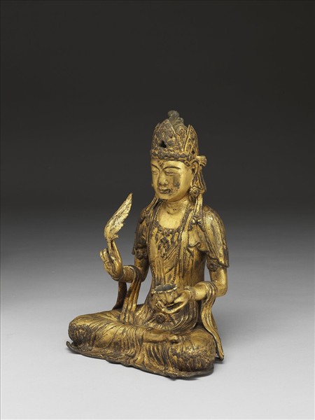 青銅鎏金菩薩坐像