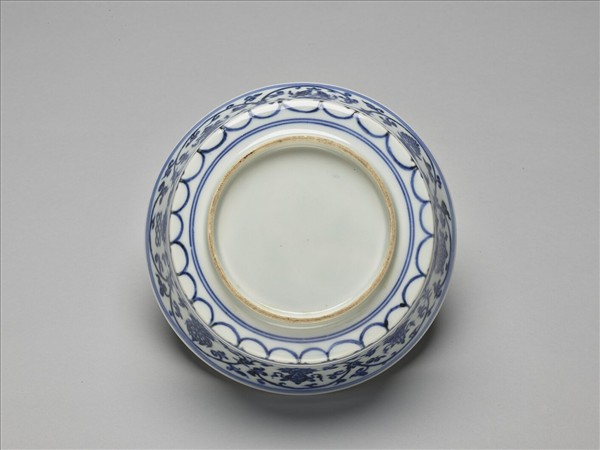 青花番蓮八寶合碗