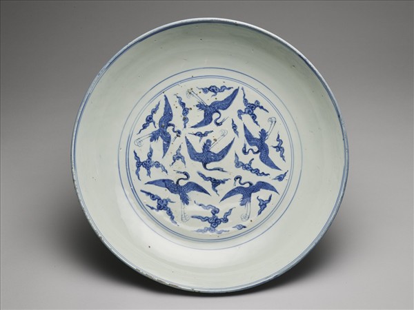 青花雲鶴大盤