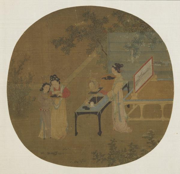 宋元名繪　冊　宋王詵繡櫳曉鏡圖