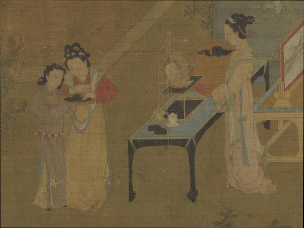 宋元名繪　冊　宋王詵繡櫳曉鏡圖