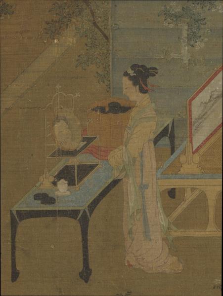 宋元名繪　冊　宋王詵繡櫳曉鏡圖