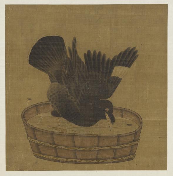 宋元名繪　冊　宋李迪禽浴圖