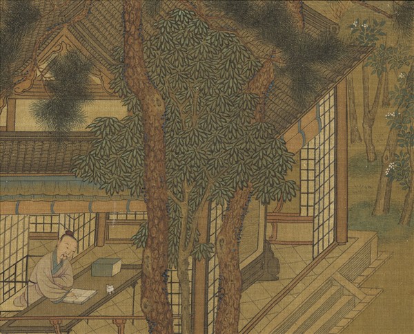 宋元名繪　冊　宋劉松年松陰讀易