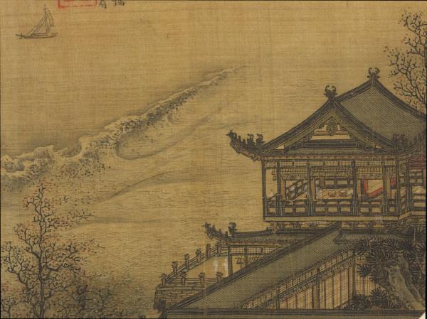 紈扇畫冊　冊　宋李嵩月夜看潮圖