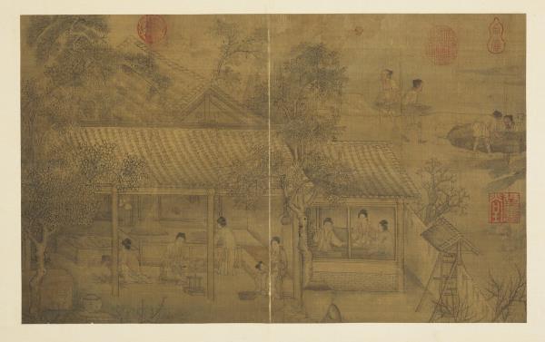 歷朝名人圖繪 　冊　宋劉松年蠶事圖