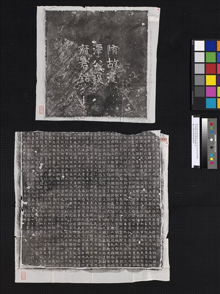 隋故翊師大將軍儀同三司大內史大納言扶風郡太守護澤公墓誌銘并額墨拓本