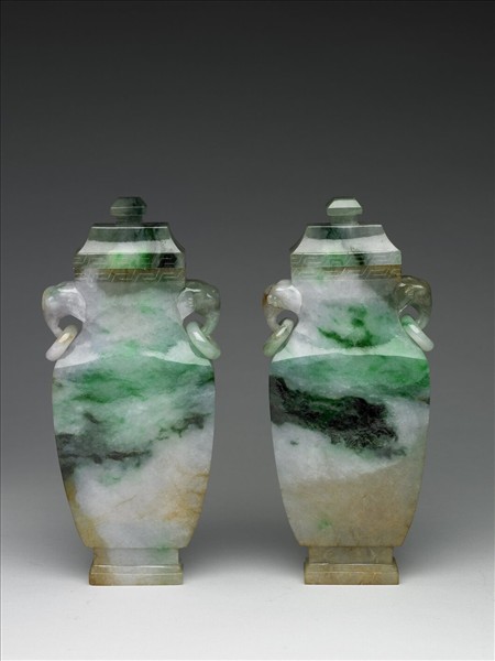 翠玉雙環扁瓶