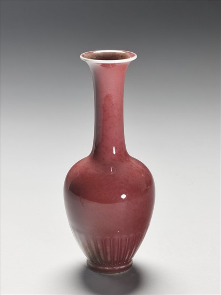豇豆紅釉盤口長頸瓶