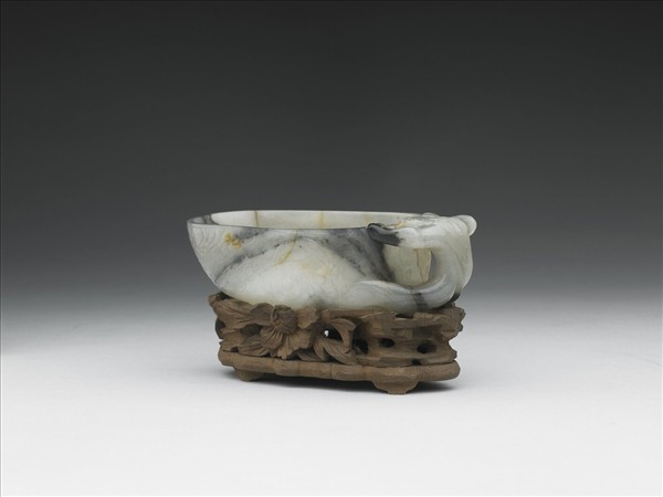 玉「福壽無疆」螭耳水盛