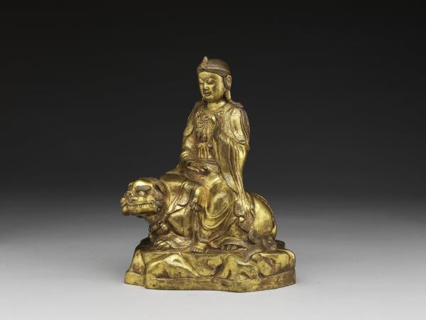 青銅鎏金文殊菩薩坐像