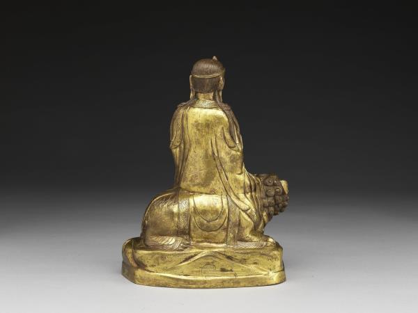 青銅鎏金文殊菩薩坐像