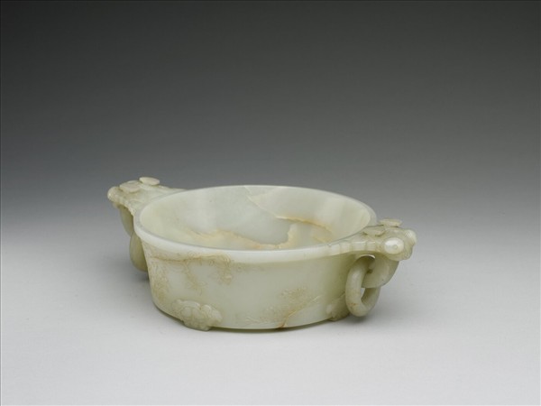 玉花卉湖石圖雙耳水盛