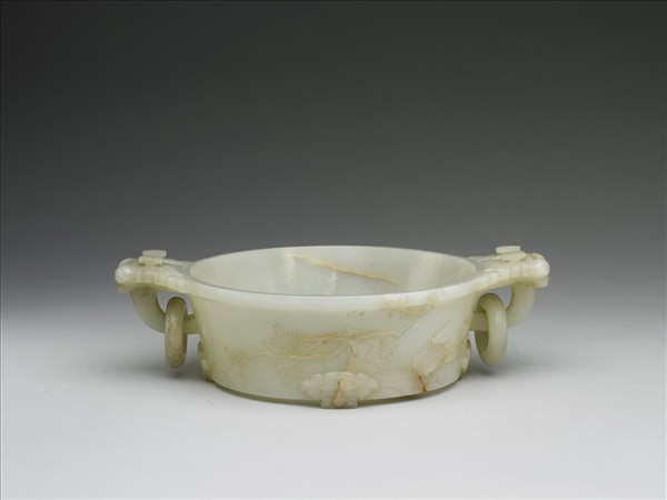 玉花卉湖石圖雙耳水盛