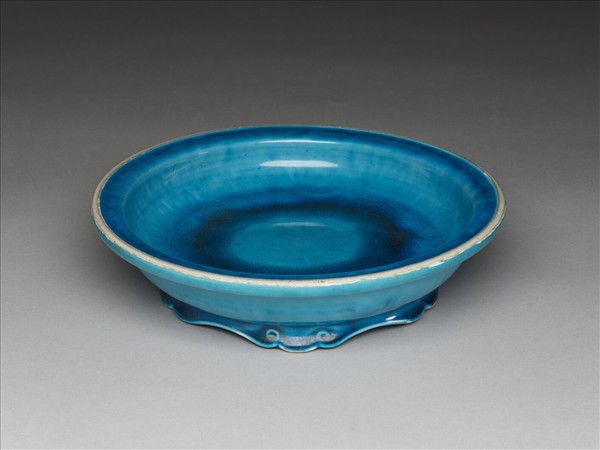 孔雀綠釉盆托