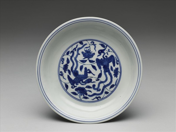 青花鳳凰牡丹紋盤