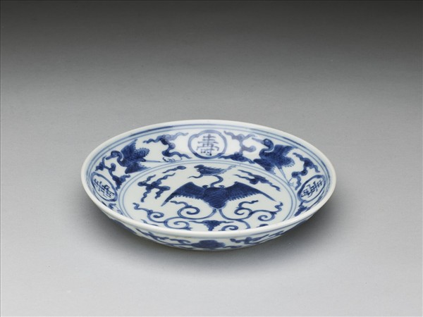 青花鳳鶴紋碟