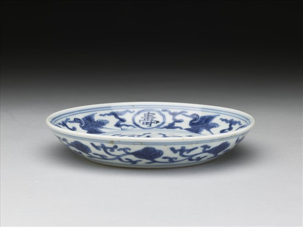 青花鳳鶴紋碟