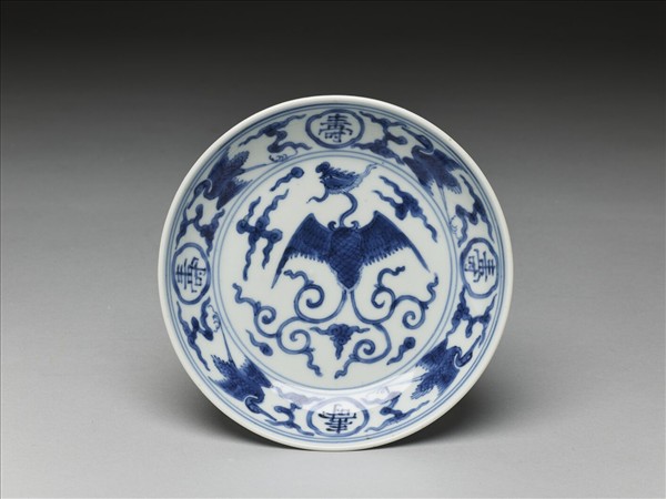 青花鳳鶴紋碟