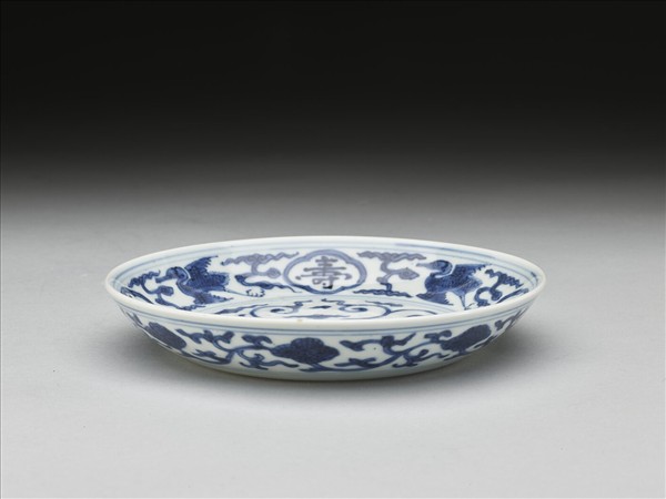 青花鳳鶴紋碟