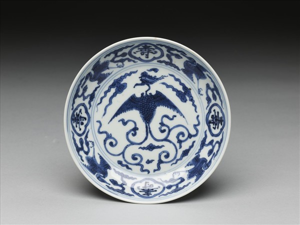 青花鳳鶴紋碟