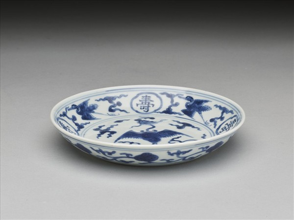青花鳳鶴紋碟