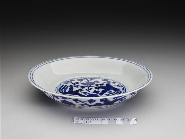 青花鳳凰牡丹紋盤