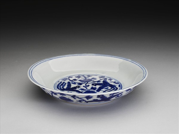 青花鳳凰牡丹紋盤