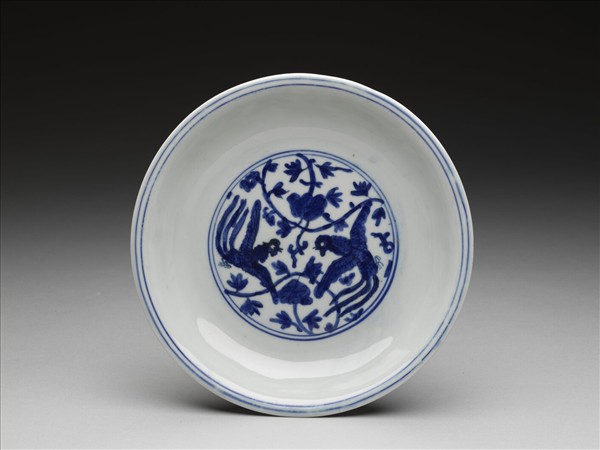 青花鳳凰牡丹紋盤