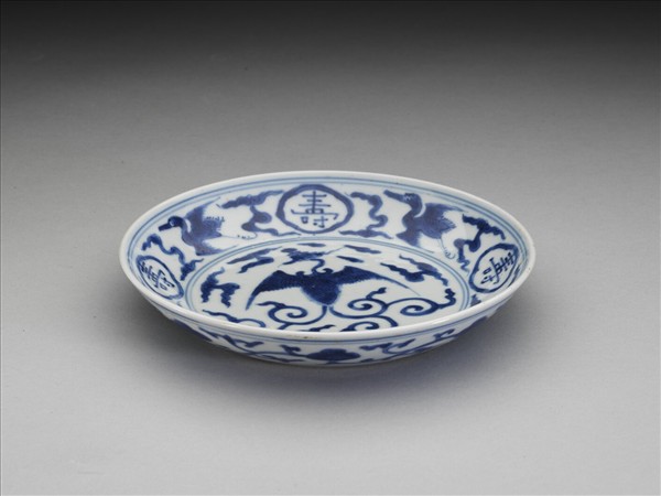 青花鳳鶴紋碟
