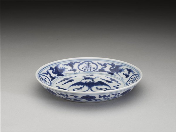 青花鳳鶴紋碟