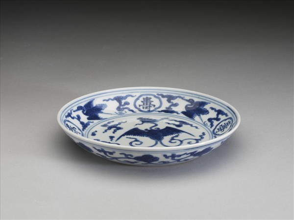 青花鳳鶴紋碟