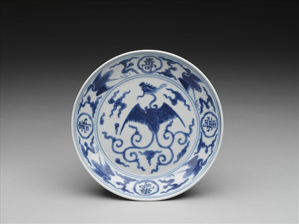 青花鳳鶴紋碟