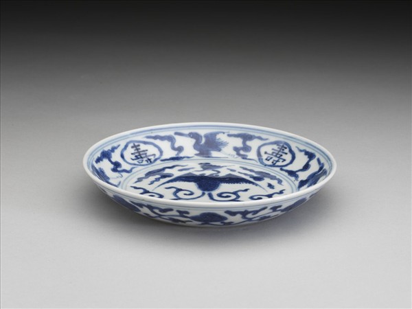 青花鳳鶴紋碟