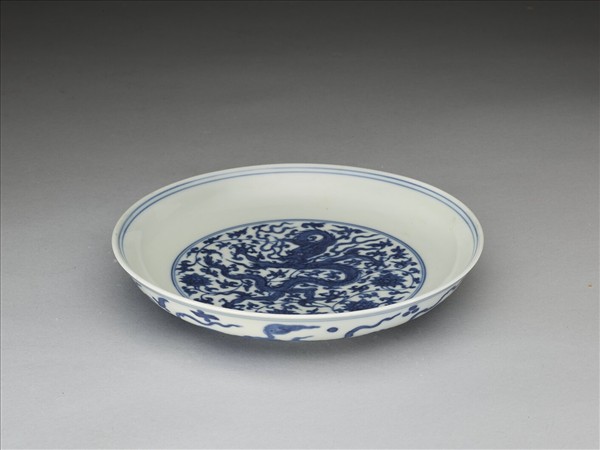 青花蟠龍獅子紋盤