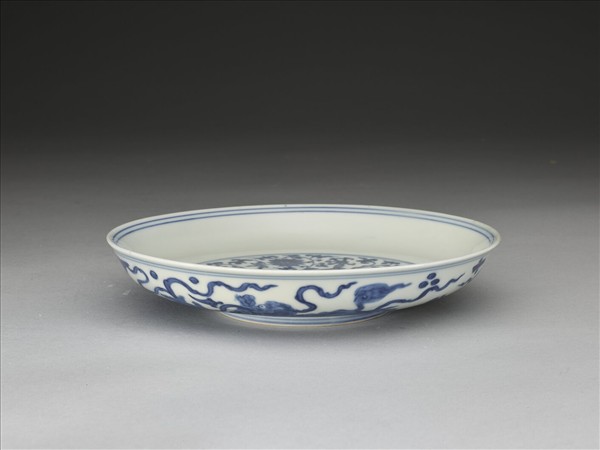 青花蟠龍獅子紋盤